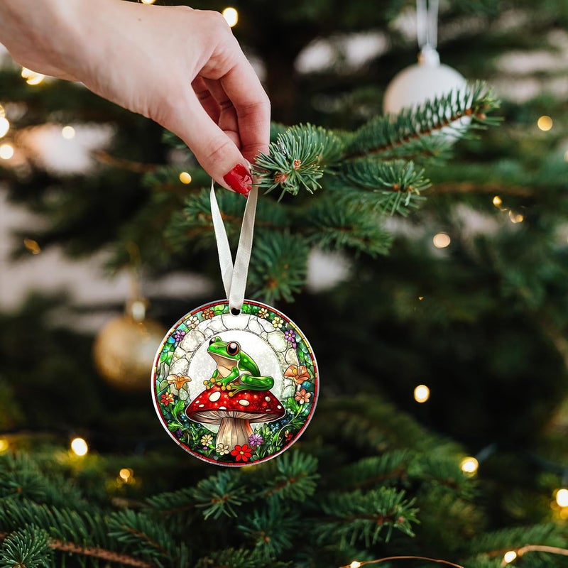 TEEBIM Frog Ornament - Frog Gifts for Lovers, Girls, Women, Men - Cute Animals Ornaments for Christmas Tree, Frogs Ornaments for Tree - Acrylic Christmas Xmas Hanging Ornament 2025 - Image 5